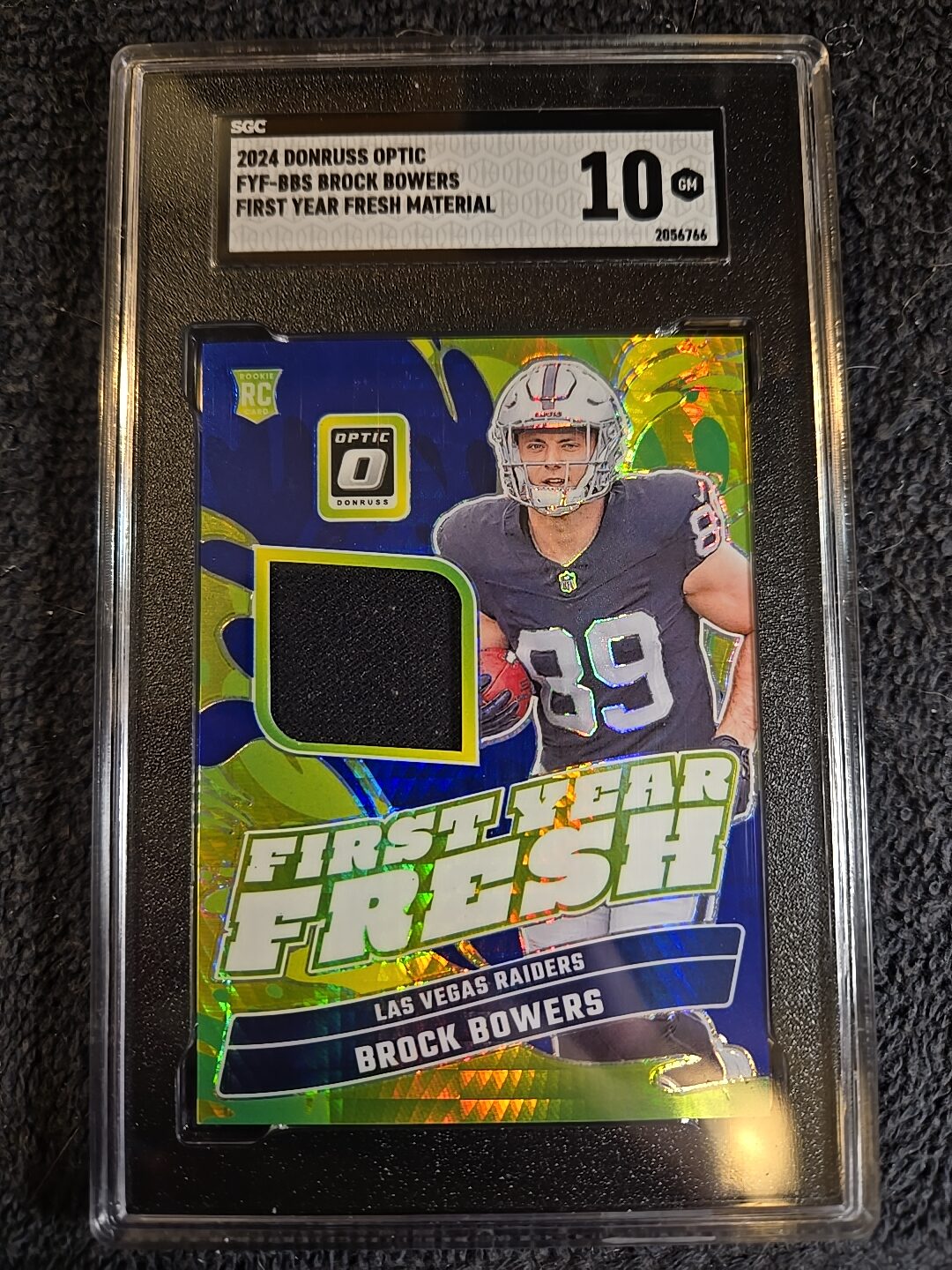 2024 BROCK BOWERS RC Patch SGC 10 GM Donruss Optic #FYF-BBS First Year Material